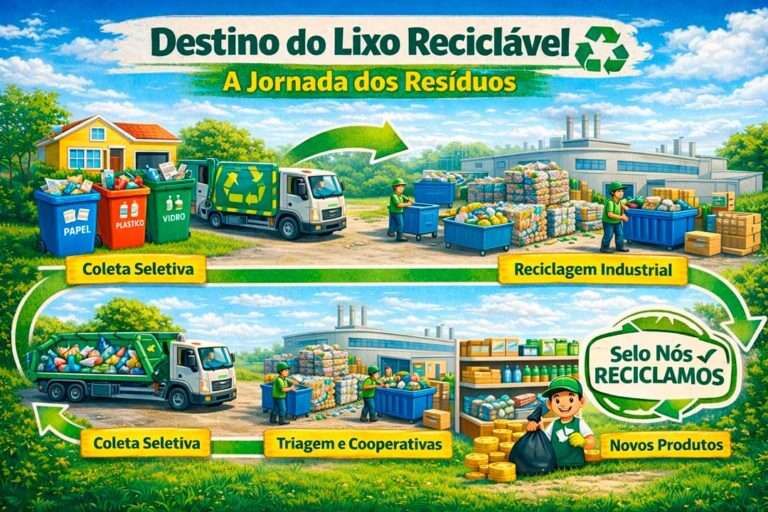 ciclo com o destino do lixo reciclável